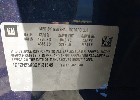 2016 Chevrolet Malibu Premier из США, поврежденный, VIN 1G1ZH5SX0GF131548